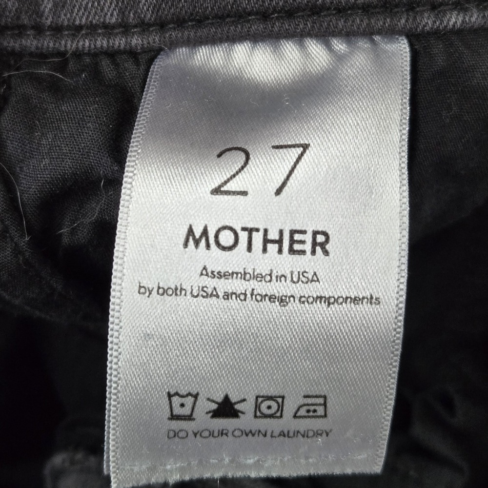 MOTHER Women Jeans 27 Denim Quickie Looker Ankle Fray Devil In The Making Goth - Picture 3 of 12